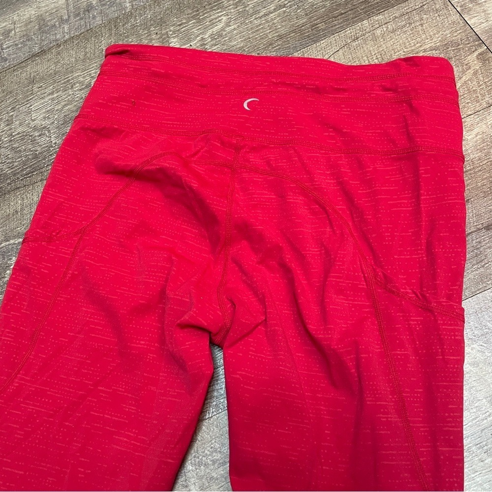 Zyia Active Red Space Dye High Waisted Pocket Leggings Size 12 Drawstring 7/8 - Picture 5 of 8